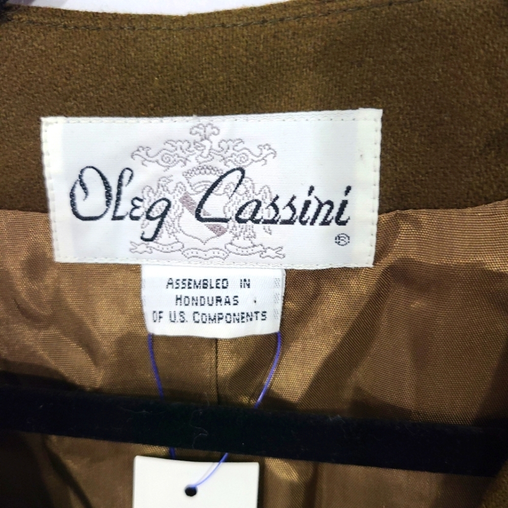 Oleg Cassini Women's Size 14 Olive Green Blazer Jacket Wool Office Career - Picture 3 of 9
